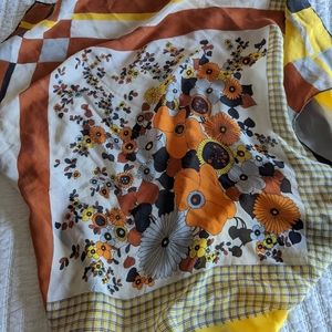 Retro floral silk scarf